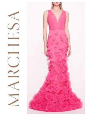 MARCHESA NOTTE Tulle Rosette Gown